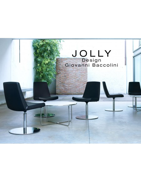 Fauteuil JOLLY roulette base aluminium et habillage éco-cuir.