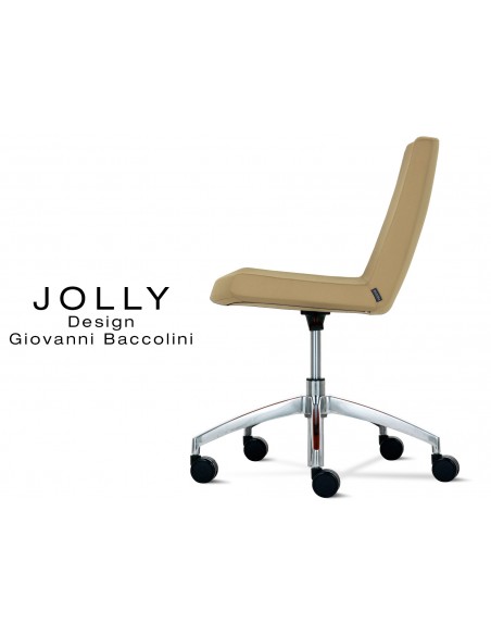 JOLLY chaise roulette base aluminium et habillage tissu Trévi-U - 550 sable.