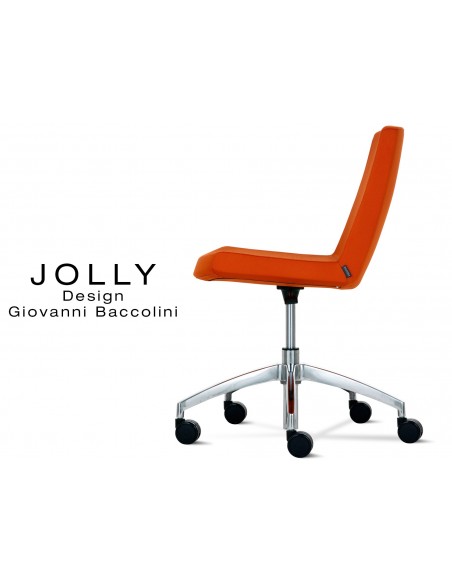 JOLLY chaise roulette base aluminium et habillage tissu Trévi-U - 551 orange.