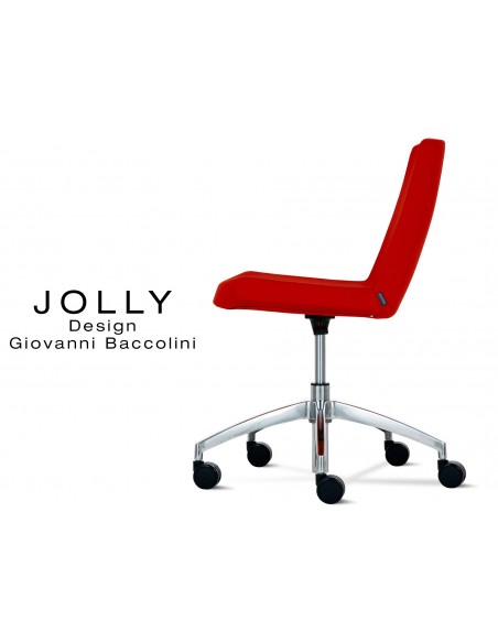 JOLLY chaise roulette base aluminium et habillage tissu Trévi-U - 556 rouge.