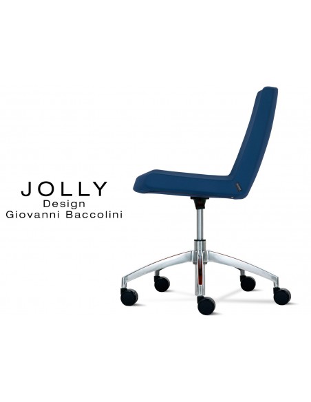 JOLLY chaise roulette base aluminium et habillage tissu Trévi-U - 558 bleu nuit.