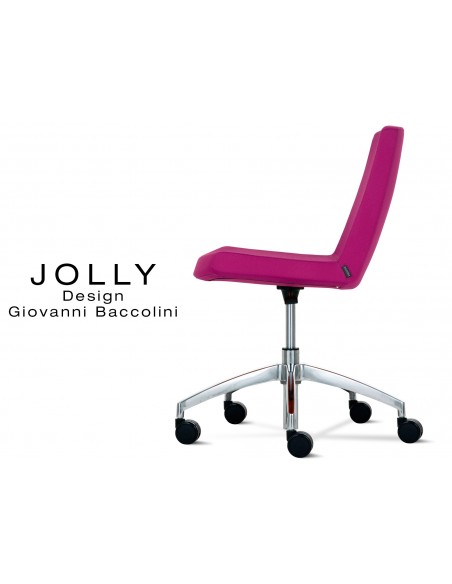 JOLLY chaise roulette base aluminium et habillage tissu Trévi-U - 559 fuchsia.