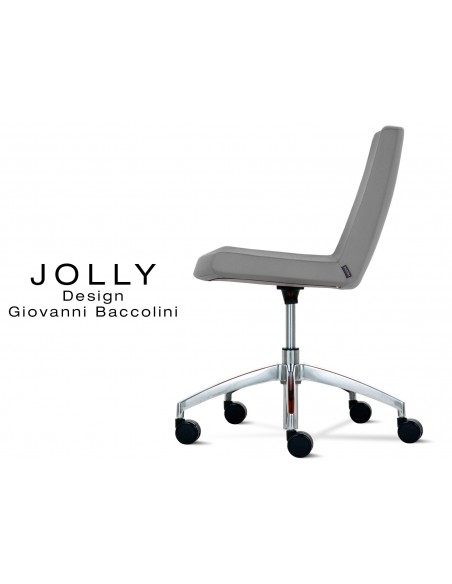 JOLLY chaise roulette base aluminium et habillage tissu Trévi-U - 560 gris.