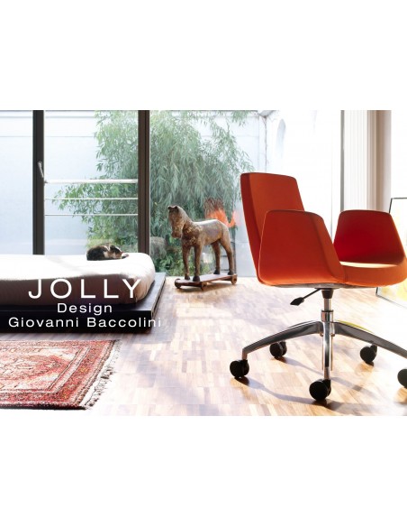 Fauteuil JOLLY roulette base aluminium et habillage tissu.