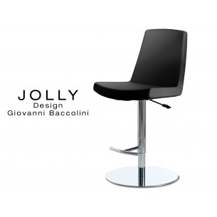 JOLLY tabouret acier, habillage Eco-cuir 663 noir.