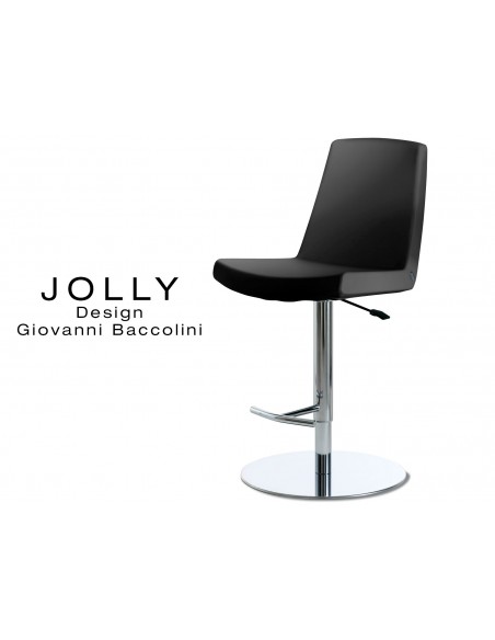 JOLLY tabouret acier, habillage Eco-cuir 663 noir.