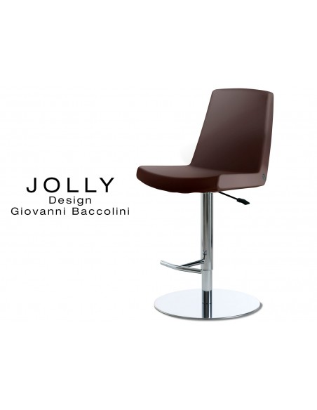 JOLLY tabouret acier, habillage Eco-cuir 647 marron.