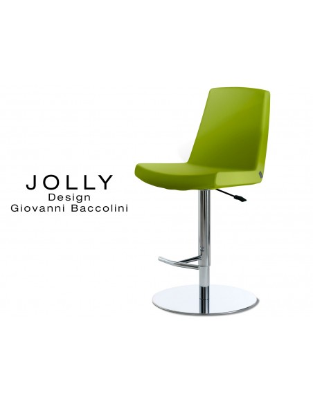 JOLLY tabouret acier, habillage Eco-cuir 650 vert pomme.