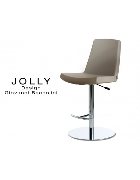 JOLLY tabouret acier, habillage Eco-cuir 659 taupe.