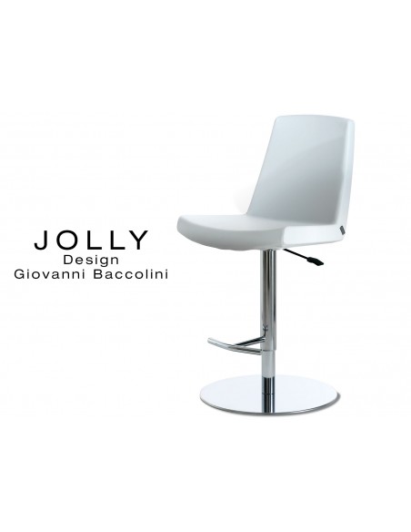 JOLLY tabouret acier, habillage Eco-cuir 662 blanc.