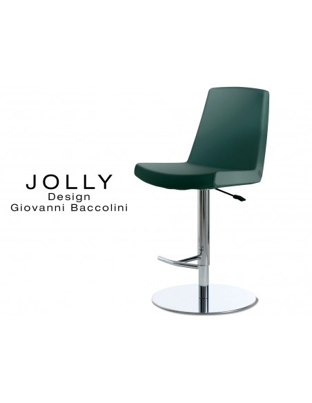 JOLLY tabouret acier, habillage Eco-cuir 666 vert sapin.