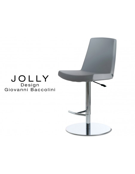 JOLLY tabouret acier, habillage Eco-cuir 669 gris.