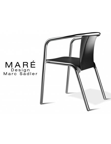 MARÉ chaise aluminium et polypropylène noir.