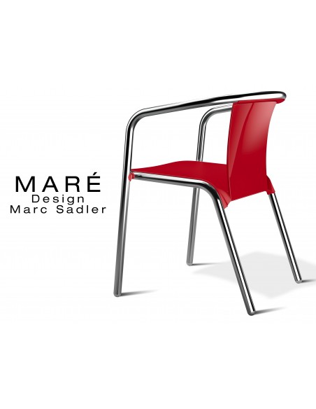 MARÉ chaise aluminium et polypropylène rouge.