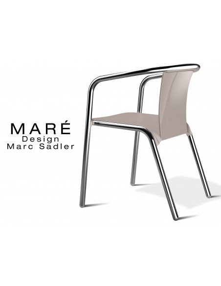 MARÉ chaise aluminium et polypropylène gris tourterelle.