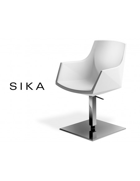 SIZA fauteuil coque design pivotante avec élévation assise couleur blanche.