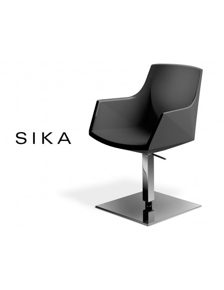 SIZA fauteuil coque design pivotante avec élévation assise couleur noire.