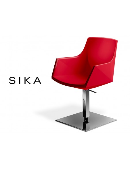 SIZA fauteuil coque design pivotante avec élévation assise couleur rouge.