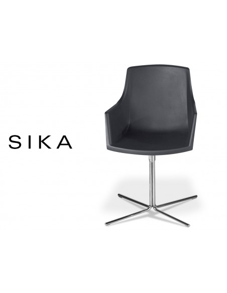 SIZA-X fauteuil design assise coque effet preau de pêche de couleur noire.