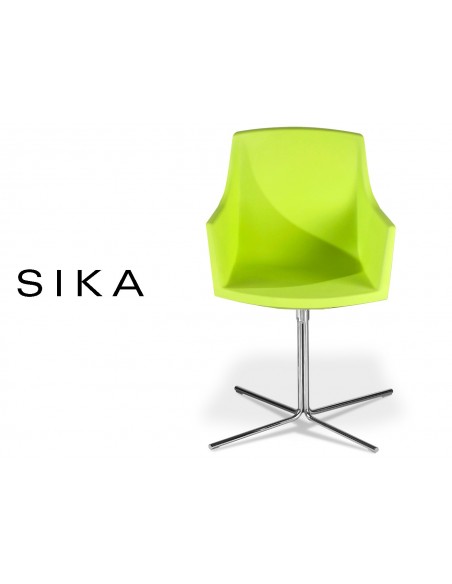 SIZA-X fauteuil design assise coque effet peau de pêche couleur pistache (vert).