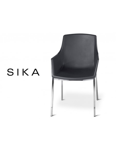 SIZA-Q fauteuil design assise coque effet peau de pêche assise de couleur noire.