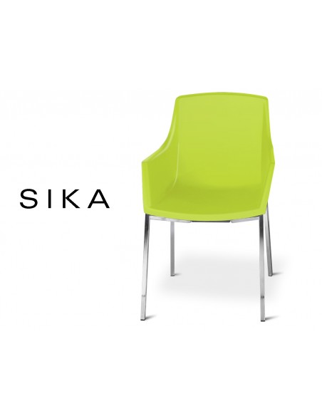 SIZA-Q fauteuil design assise coque effet peau de pêche assise de couleur pistache (vert).