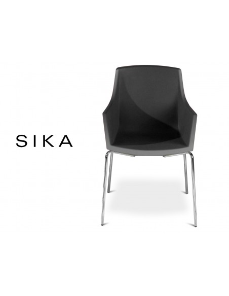 SIZA-R fauteuil design assise coque effet peau de pêche assise noire.