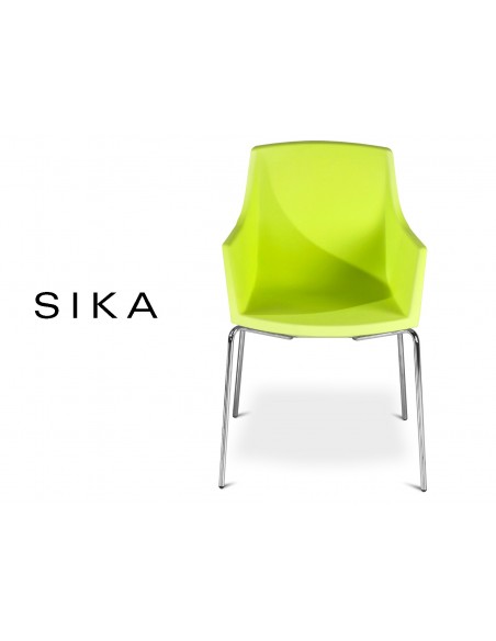SIZA-R fauteuil design assise coque effet peau de pêche assise pistache (vert).