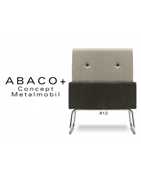 ABACO+ 812 - Module pour banquette ou fauteuil assise noir, dos beige, bouton noir.