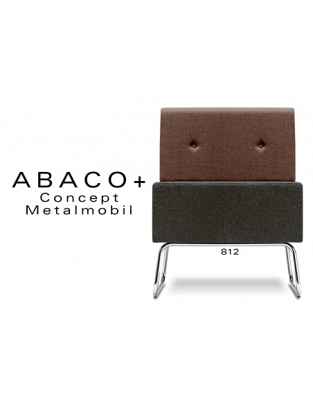 ABACO+ 812 - Module pour banquette ou fauteuil assise noir, dos marron, boutons noir.