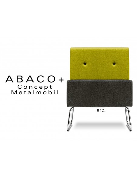 ABACO+ 812 - Module banquette ou fauteuil assise noir, dossier vert/jaune, boutons noir..