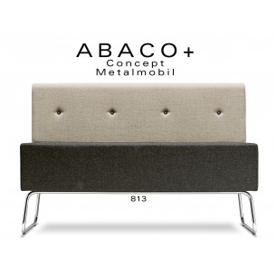 ABACO+ 813 - Module pour banquette assise noir, dossier beige, boutons noir.