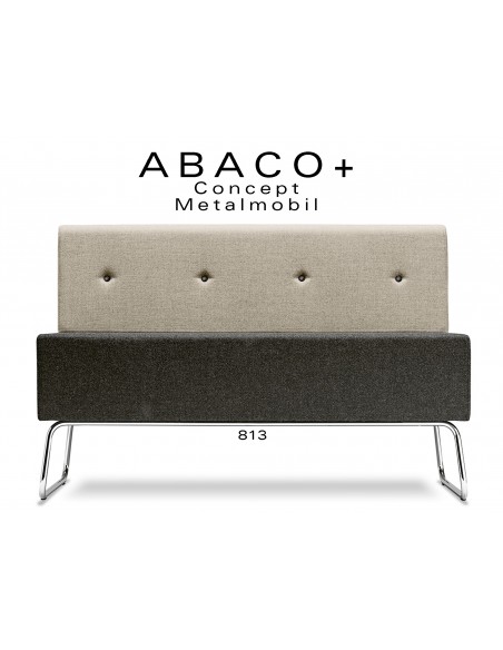 ABACO+ 813 - Module pour banquette assise noir, dossier beige, boutons noir.