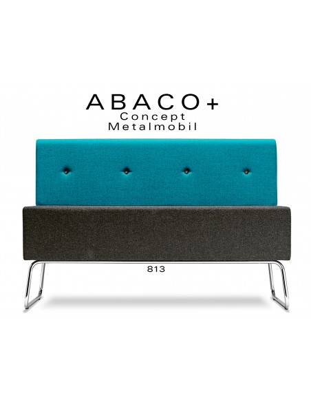 ABACO+ 813 - Module pour banquette assise noir, dossier bleu, boutons noir.