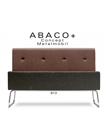 ABACO+ 813 - Module pour banquette assise noir, dossier marron, boutons noir.