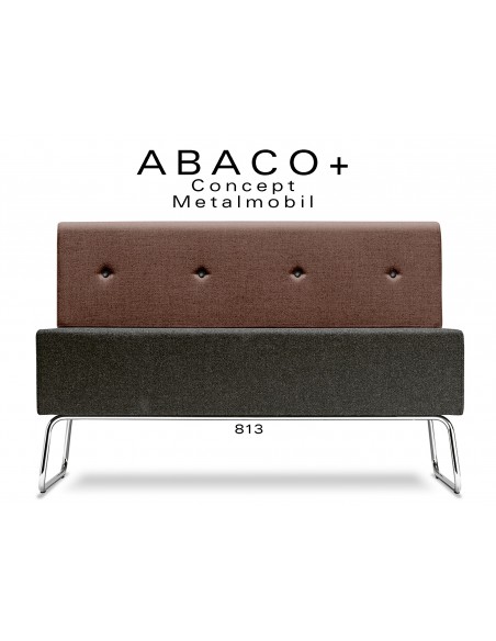 ABACO+ 813 - Module pour banquette assise noir, dossier marron, boutons noir.