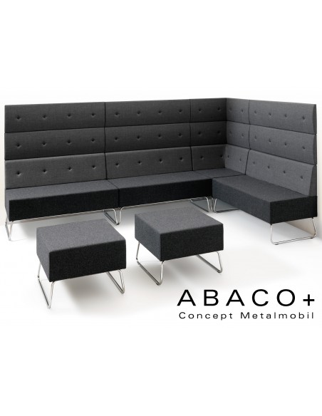 ABACO+ 813 - Module pour banquette assise noir, dossier noir, boutons noir.