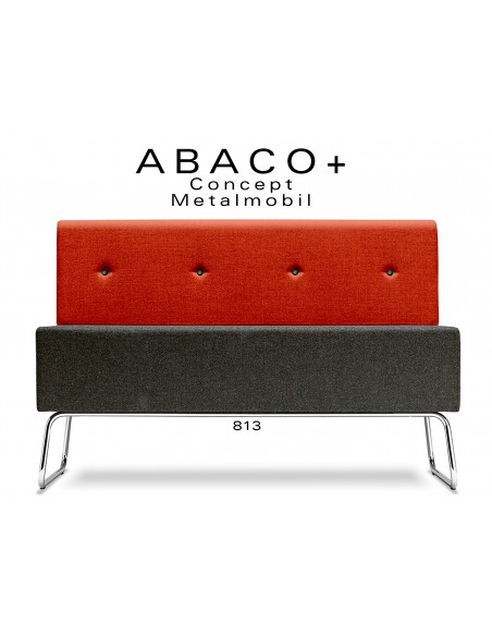 ABACO+ 813 - Module pour banquette assise noir, dossier rouge brique, boutons noir.