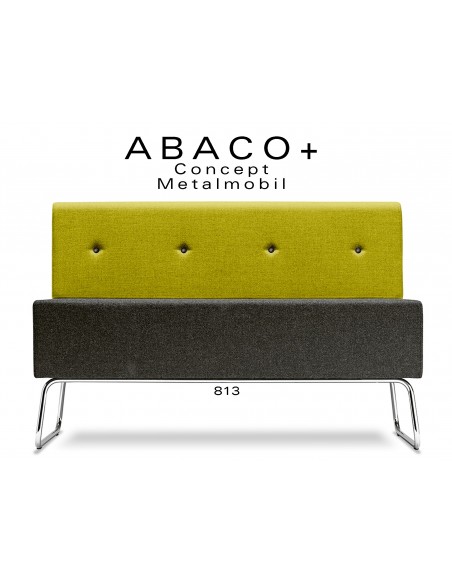 ABACO+ 813 - Module pour banquette assise noir, dossier vert/jaune, boutons noir.