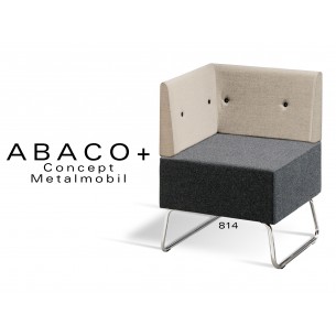 ABACO+ 814 - Module pour banquette ou fauteuil d'angle assise noir, dossier beige, bouton noir.