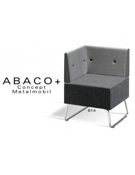ABACO+ 814 - Module pour banquette ou fauteuil d'angle assise noir, dossier noir, bouton noir.
