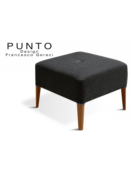 PUNTO 229 - Module pour banquette ou tabouret carré, couleur assise noir, bouton et déco piétement bleu foncé.