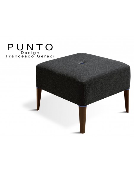 PUNTO 229 - Module pour banquette ou tabouret carré, couleur assise noir, bouton et déco piétement bleu.