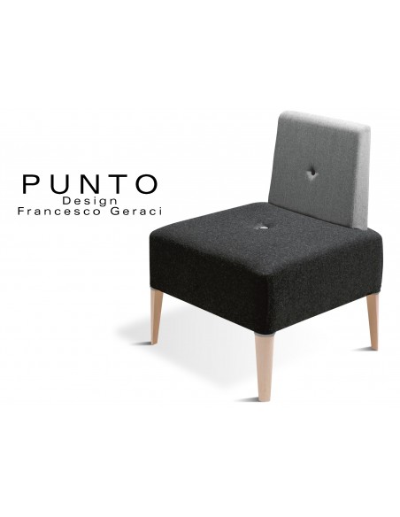 PUNTO 227 - Module pour banquette ou fauteuil, assise noir, piétement Érable, dossier gris.