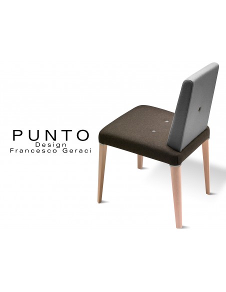 PUNTO 190 - Chaise en bois massif revêtement 2 tons laine, assise noir, dossier gris.