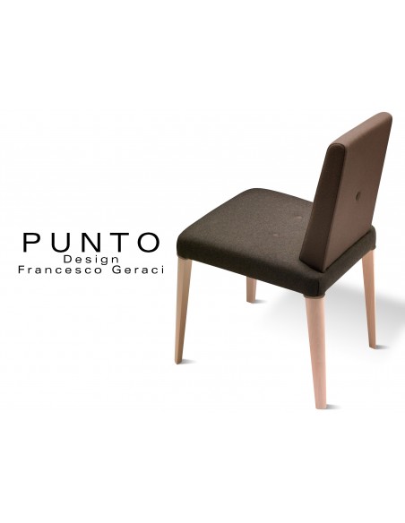 PUNTO 190 - Chaise en bois massif revêtement 2 tons laine, assise noir, dossier marron.