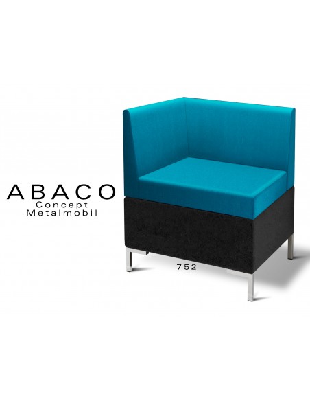 ABACO 752 - Module pour banquette ou fauteuil d'angle, assise et dossier bleu.
