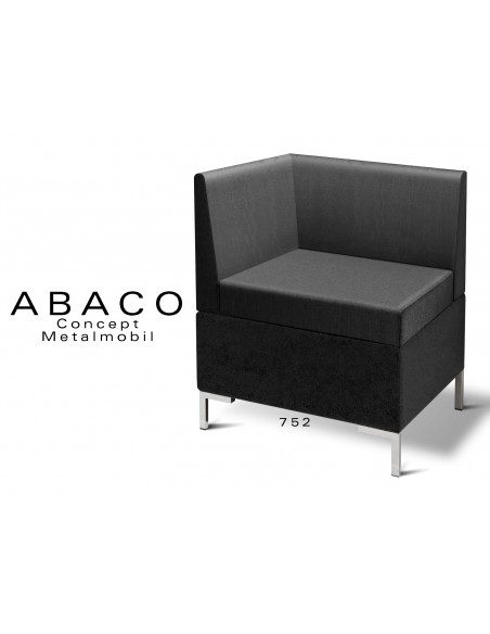 ABACO 752 - Module pour banquette ou fauteuil d'angle, assise et dossier noir.