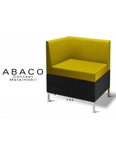 ABACO 752 - Module pour banquette ou fauteuil d'angle, assise et dossier vert/jaune.