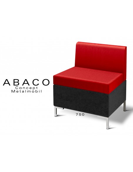 ABACO 750 - Module pour banquette ou fauteuil, assise et dossier rouge.